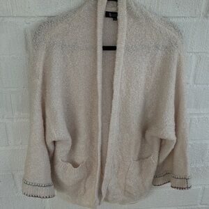ii sisters Wool Knit Cream Open-Front Holiday Cardigan sz S/M